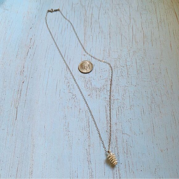 Sterling Silver Dainty Pine Cone Necklace - Picture 2 of 3